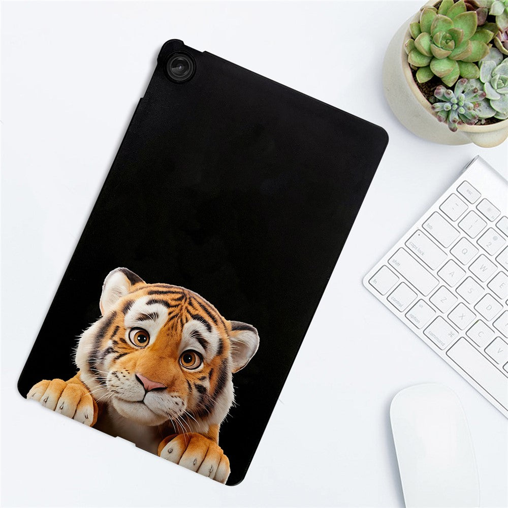 For Lenovo Tab M10 Plus (3rd Gen) Case Pattern Printing Slim TPU Tablet Protective Cover - Little Tiger