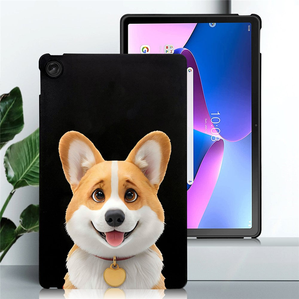 For Lenovo Tab M10 Plus (3rd Gen) Case Pattern Printing Slim TPU Tablet Protective Cover - Corgi