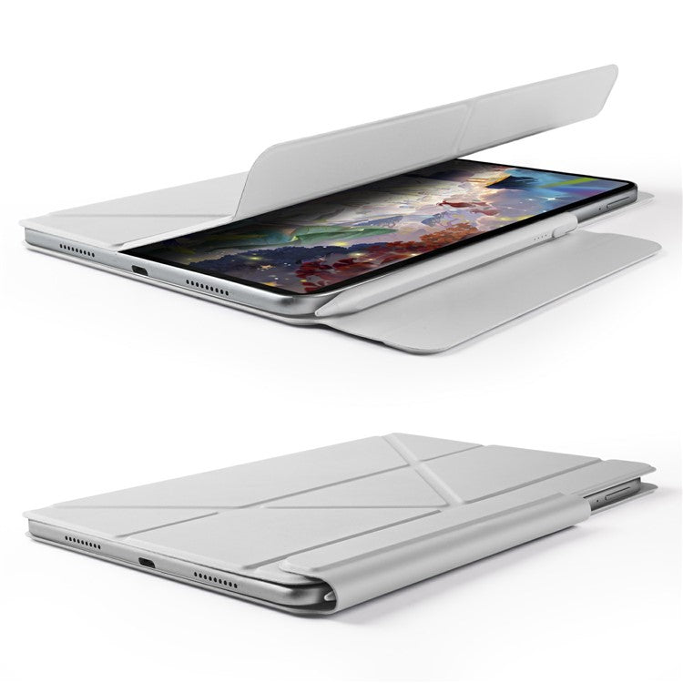 For Huawei MatePad 11.5 S Case PC + PU Leather Origami Stand Magnetic Tablet Cover - Grey