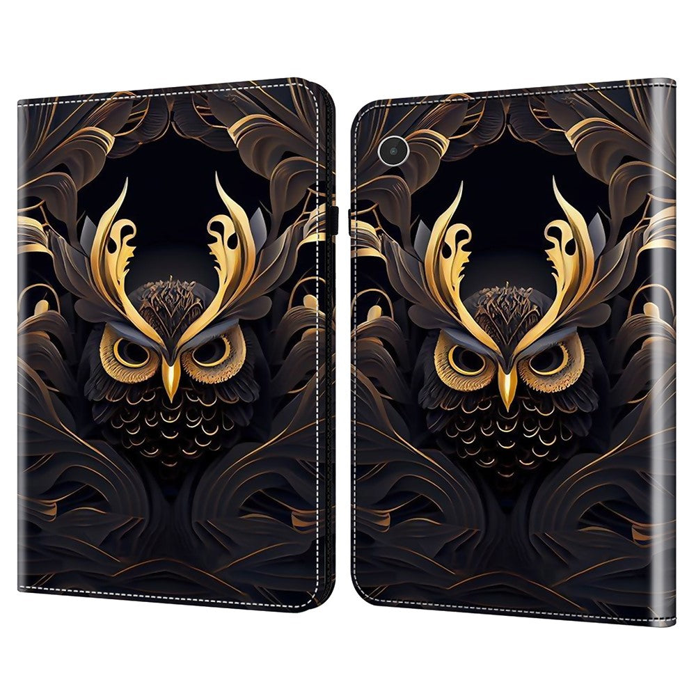 For Lenovo Tab Plus Case Flip Stand Leather Tablet Cover Pattern Printed - Owl