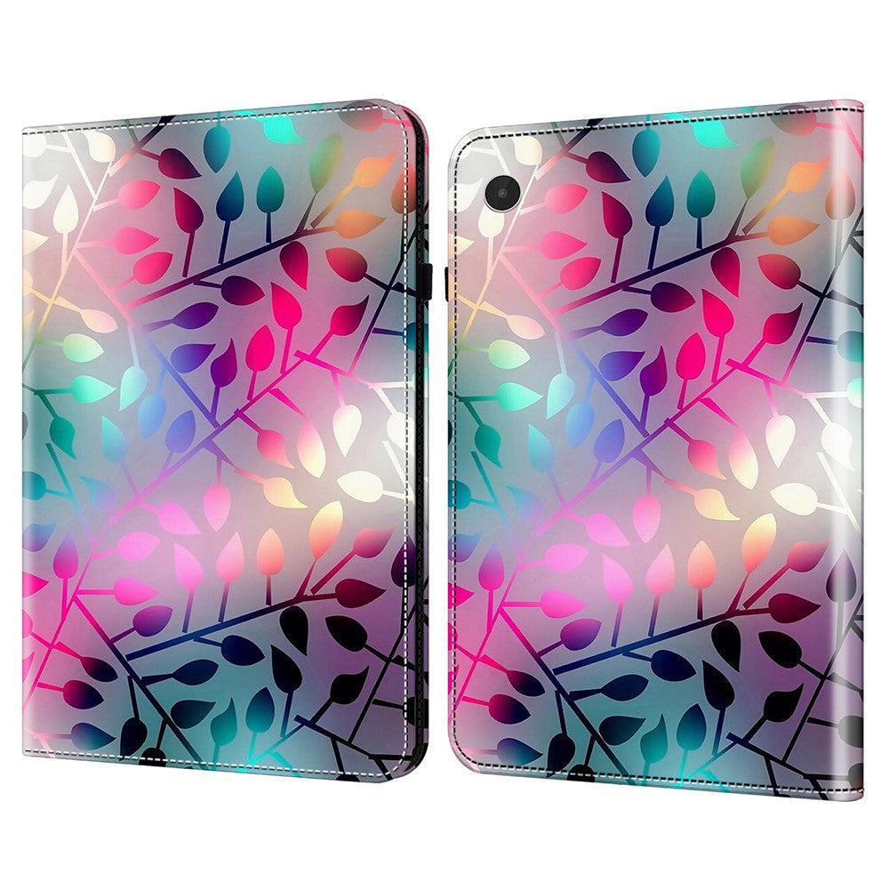 For Lenovo Tab Plus Case Flip Stand Leather Tablet Cover Pattern Printed - Maple Leaf