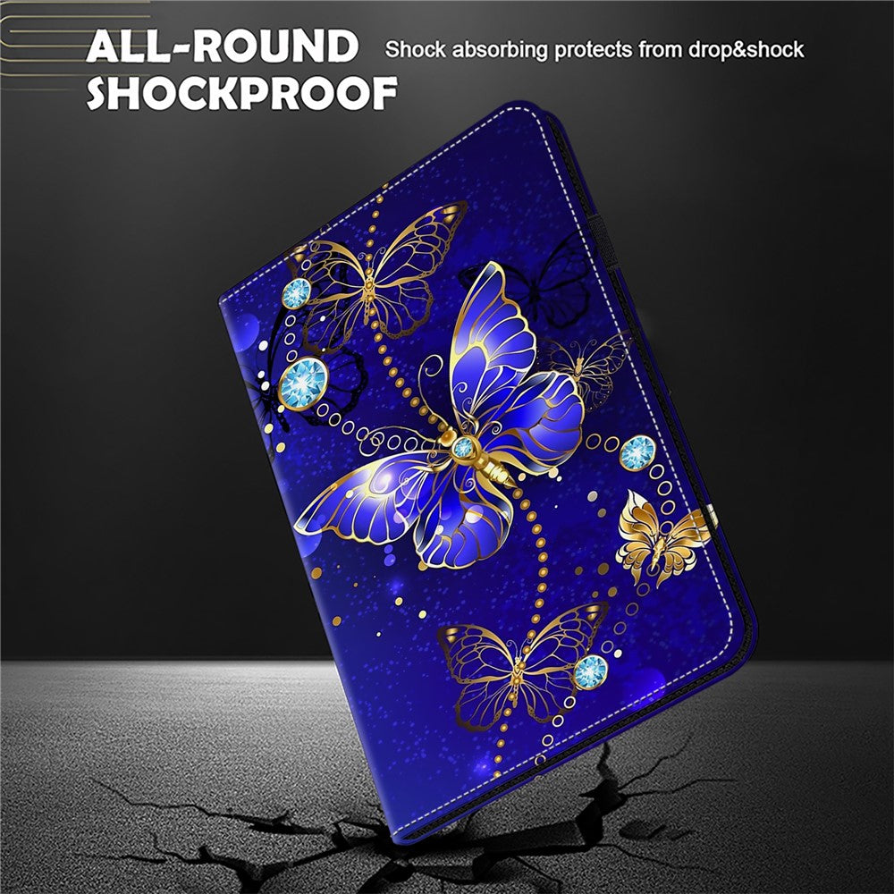For Lenovo Tab Plus Case Pattern Printed Leather Tablet Cover with Card Slot - Butterfly