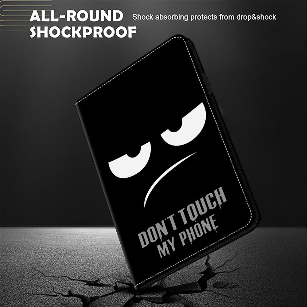 For Lenovo Tab Plus Case Pattern Printed Leather Tablet Cover with Card Slot - Don't Touch My Phone