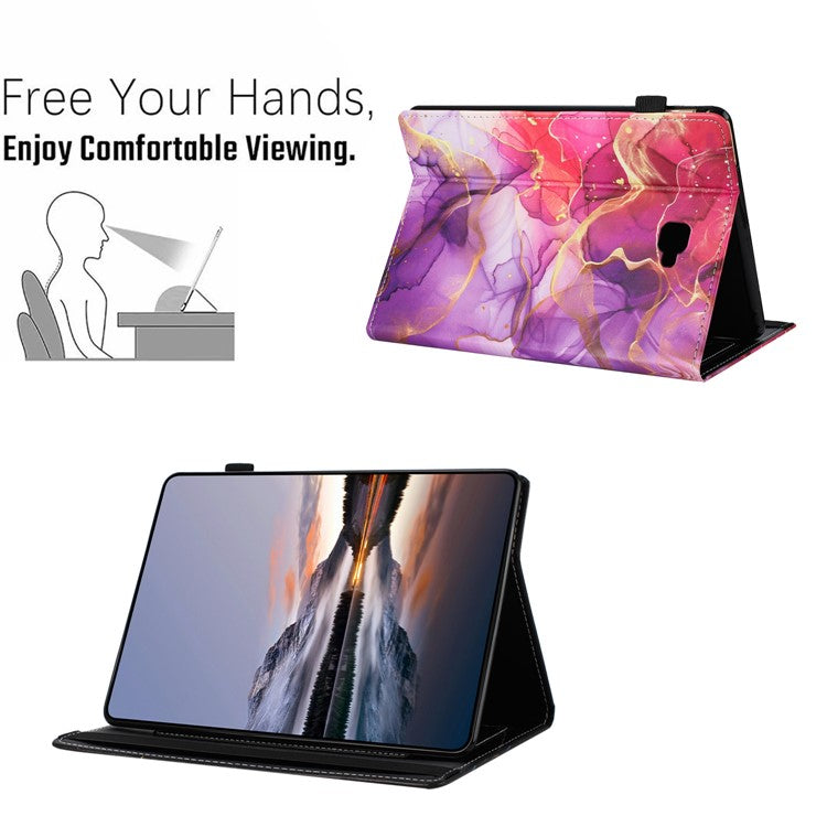 For Samsung Galaxy Tab A 10.1 (2016) T580 Case Pattern Leather Tablet Cover with Auto Sleep / Wake, Card Holder - Pink Gold Marble