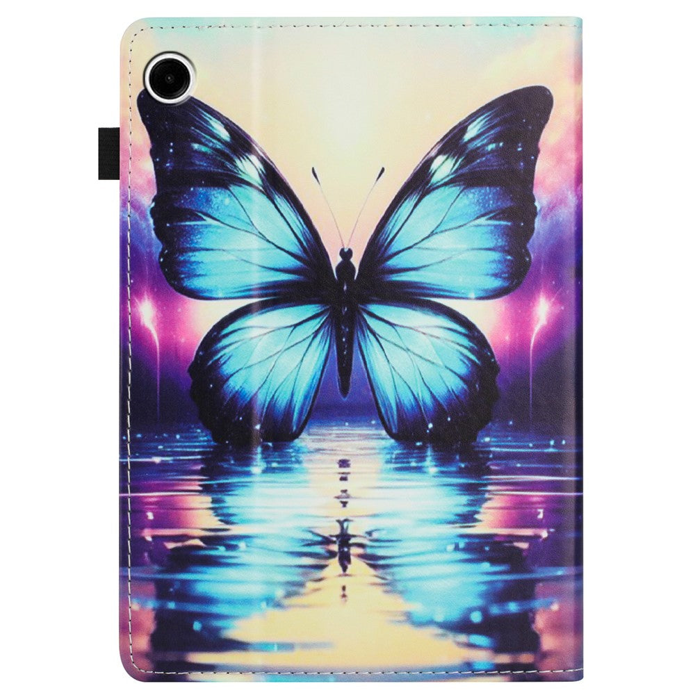 For Lenovo M10 Plus TB-X606F Case Pattern Leather Tablet Cover with Auto Sleep / Wake, Card Holder - Flower Fox