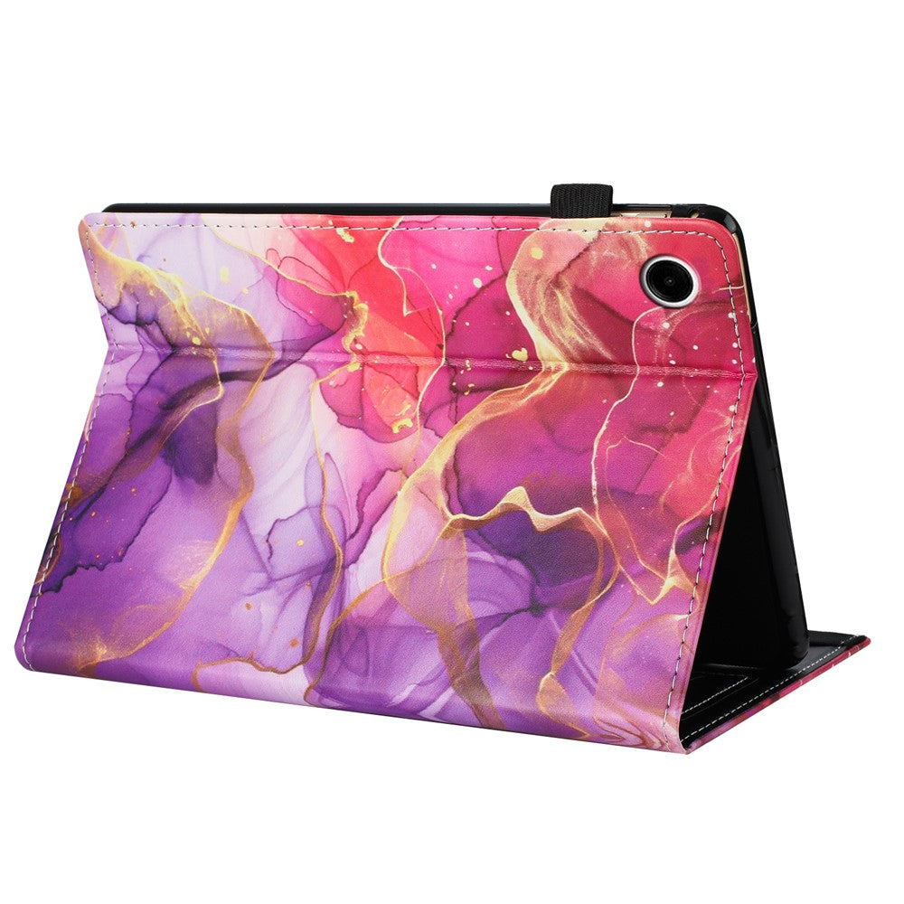 For Lenovo M10 Plus TB-X606F Case Pattern Leather Tablet Cover with Auto Sleep / Wake, Card Holder - Pink Gold Marble