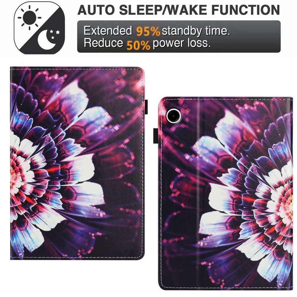 For Lenovo M10 Plus TB-X606F Case Pattern Leather Tablet Cover with Auto Sleep / Wake, Card Holder - Colorful Flowers