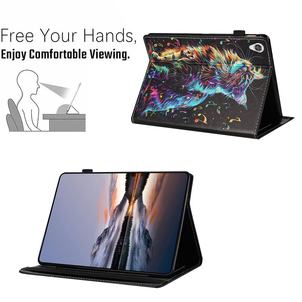 For Lenovo Tab M10 HD Gen 2 Case Pattern Leather Tablet Cover with Auto Sleep / Wake, Card Holder - Flower Fox