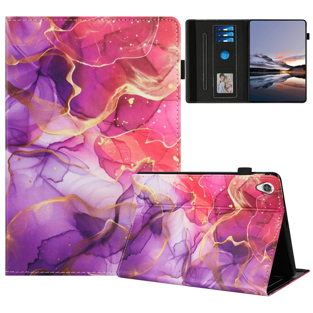 For Lenovo Tab M10 HD Gen 2 Case Pattern Leather Tablet Cover with Auto Sleep / Wake, Card Holder - Pink Gold Marble
