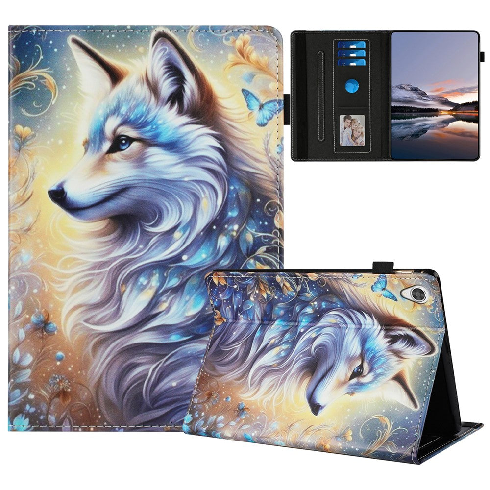 For Lenovo Tab M10 HD Gen 2 Case Pattern Leather Tablet Cover with Auto Sleep / Wake, Card Holder - White Wolf