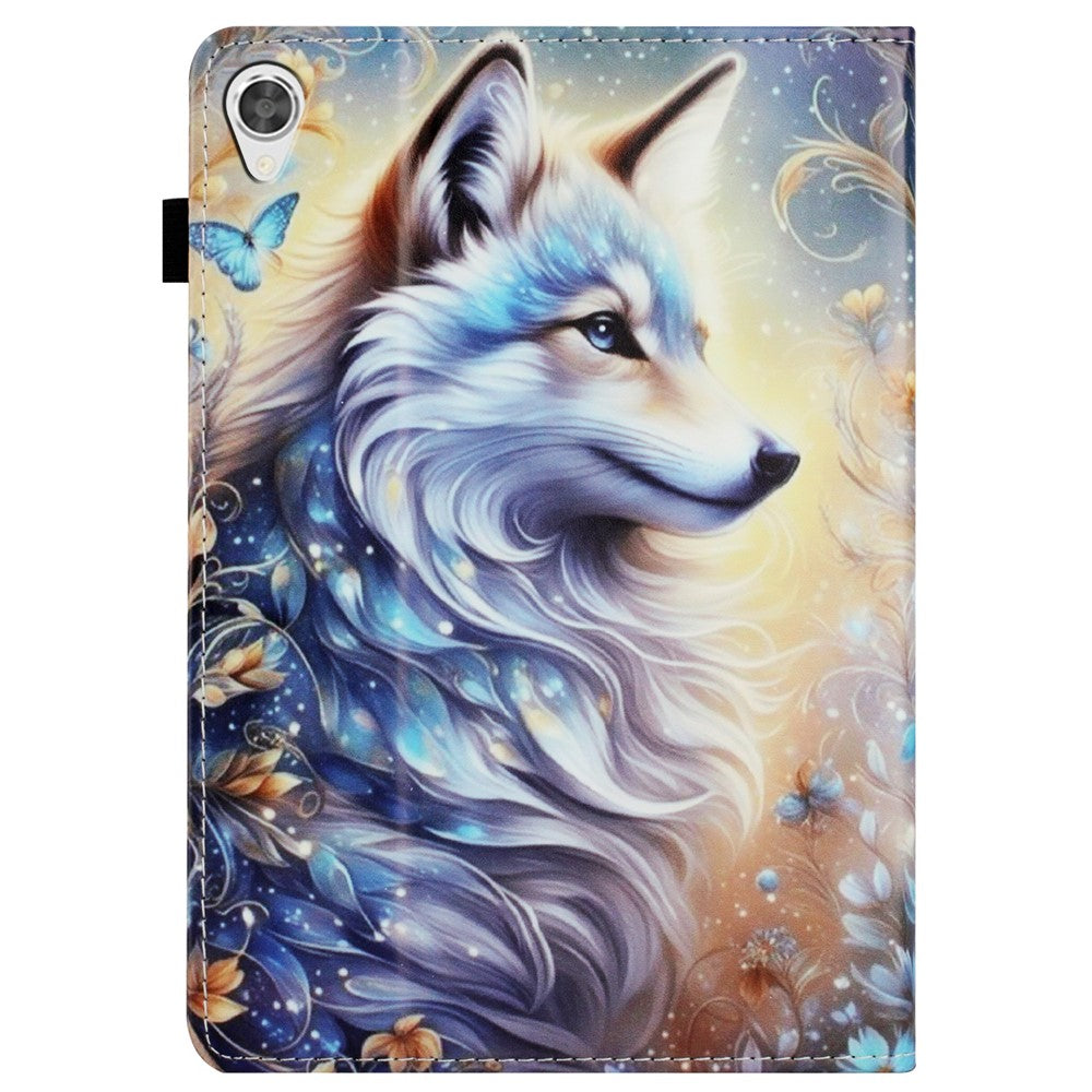 For Lenovo Tab M10 HD Gen 2 Case Pattern Leather Tablet Cover with Auto Sleep / Wake, Card Holder - White Wolf