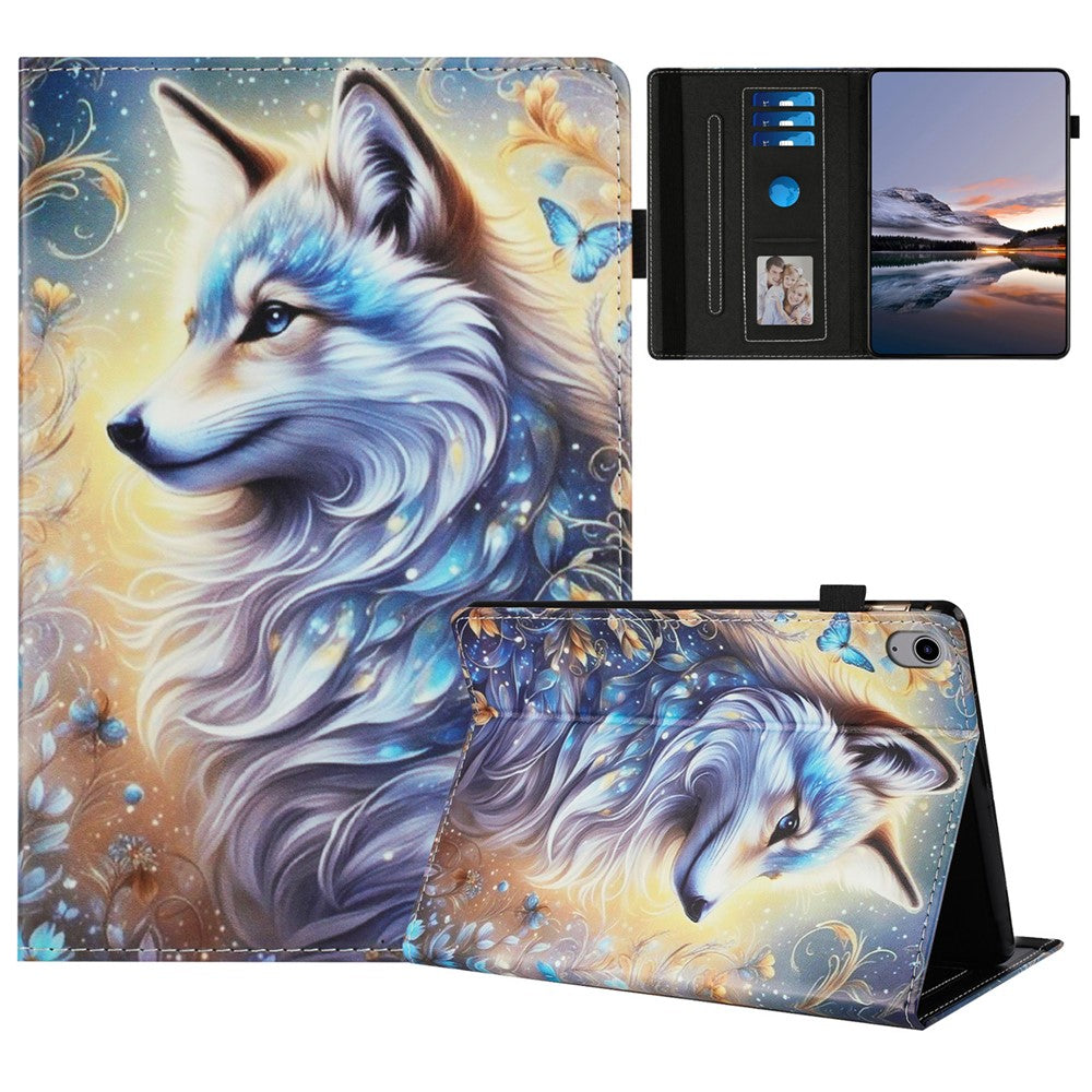 For Lenovo Tab P11 TB-J606F Case Pattern Leather Tablet Cover with Auto Sleep / Wake, Card Holder - Flower Fox