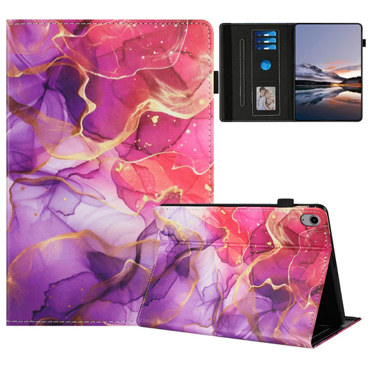 For Lenovo Tab P11 TB-J606F Case Pattern Leather Tablet Cover with Auto Sleep / Wake, Card Holder - Pink Gold Marble