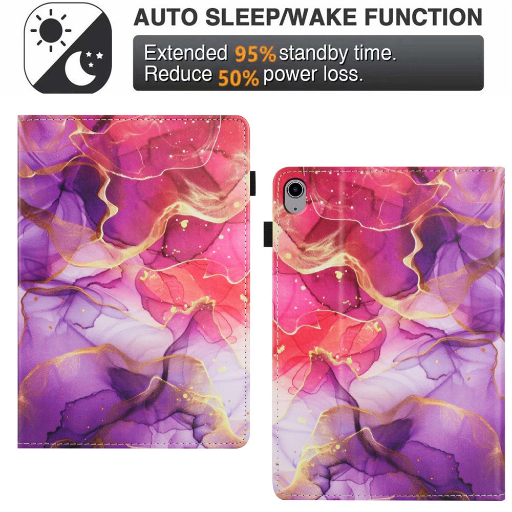 For Lenovo Tab P11 TB-J606F Case Pattern Leather Tablet Cover with Auto Sleep / Wake, Card Holder - Pink Gold Marble