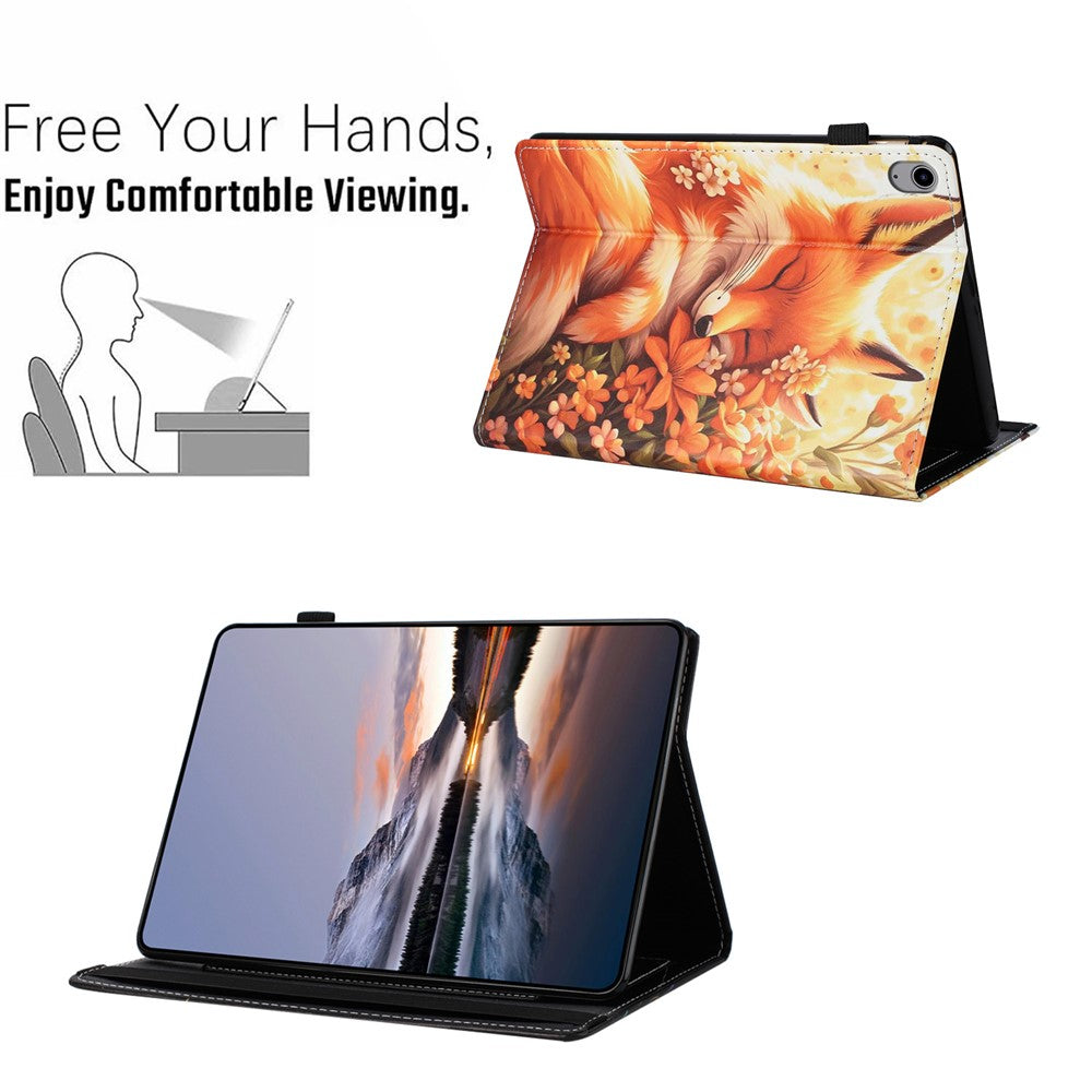 For Lenovo Tab P11 Gen 2 Case Pattern Leather Tablet Cover with Auto Sleep / Wake, Card Holder - Flower Fox