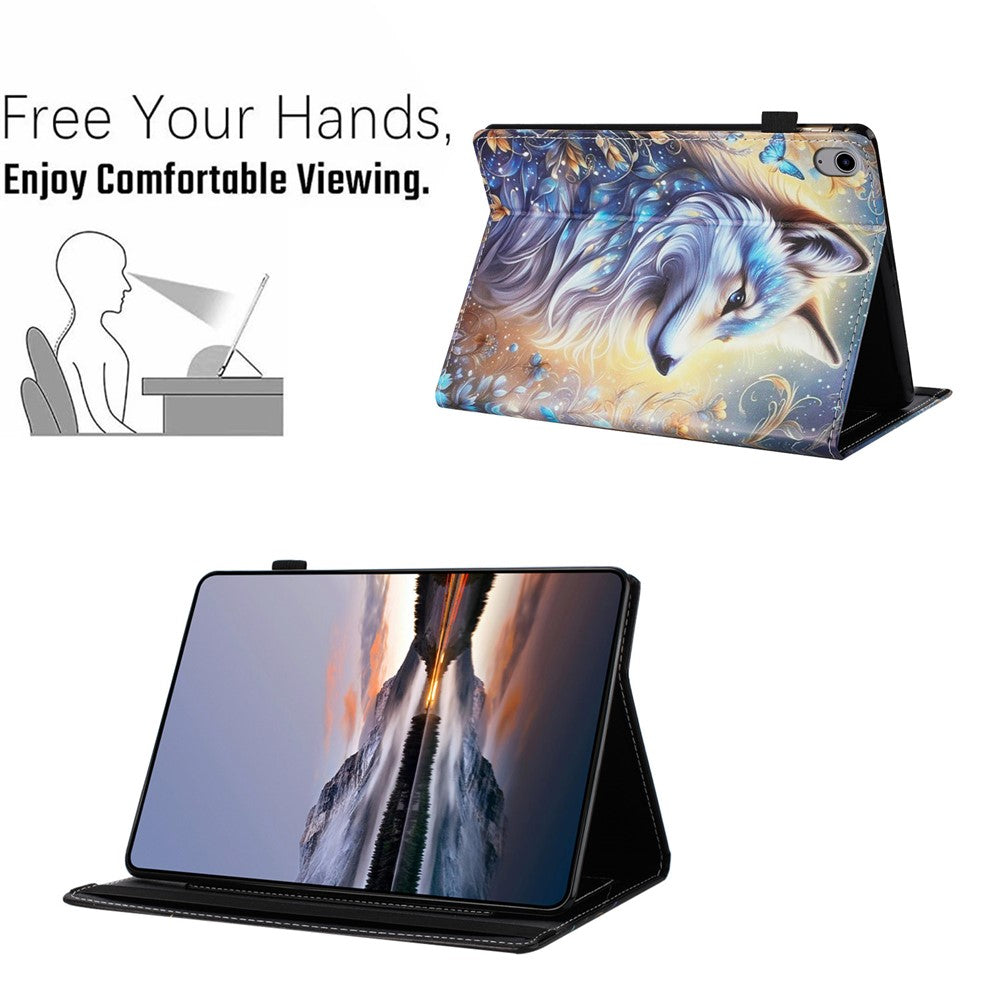 For Lenovo Tab P11 Gen 2 Case Pattern Leather Tablet Cover with Auto Sleep / Wake, Card Holder - White Wolf