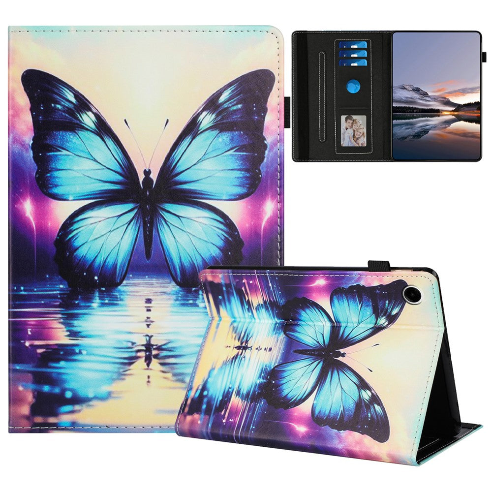 For Lenovo Tab M10 Plus (3rd Gen) Case Pattern Leather Tablet Cover with Auto Sleep / Wake, Card Holder - Butterfly Reflection