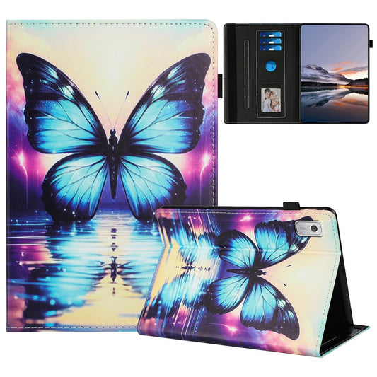 For Lenovo Tab M9 Case Pattern Leather Tablet Cover with Auto Sleep / Wake, Card Holder - Flower Fox