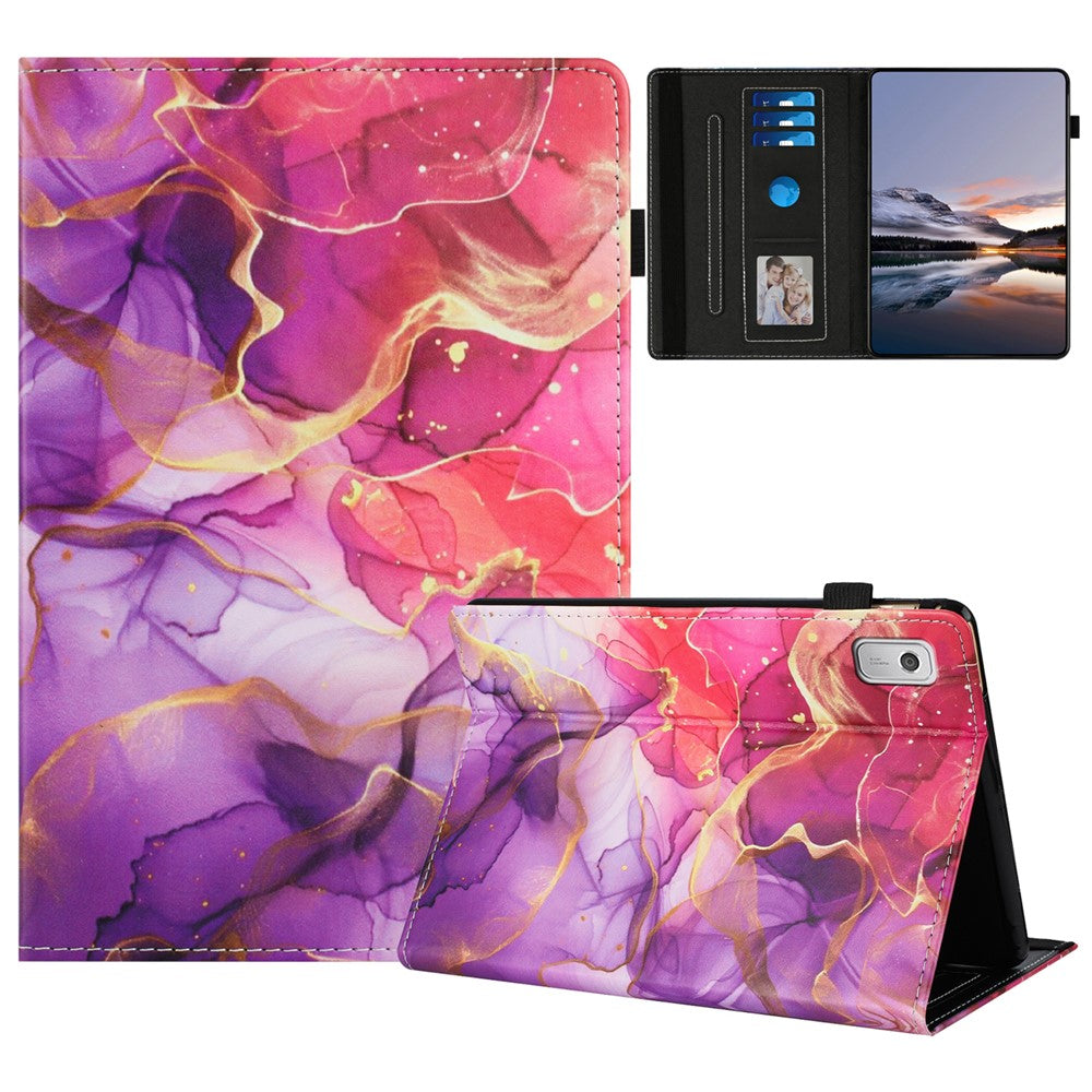 For Lenovo Tab M9 Case Pattern Leather Tablet Cover with Auto Sleep / Wake, Card Holder - Pink Gold Marble