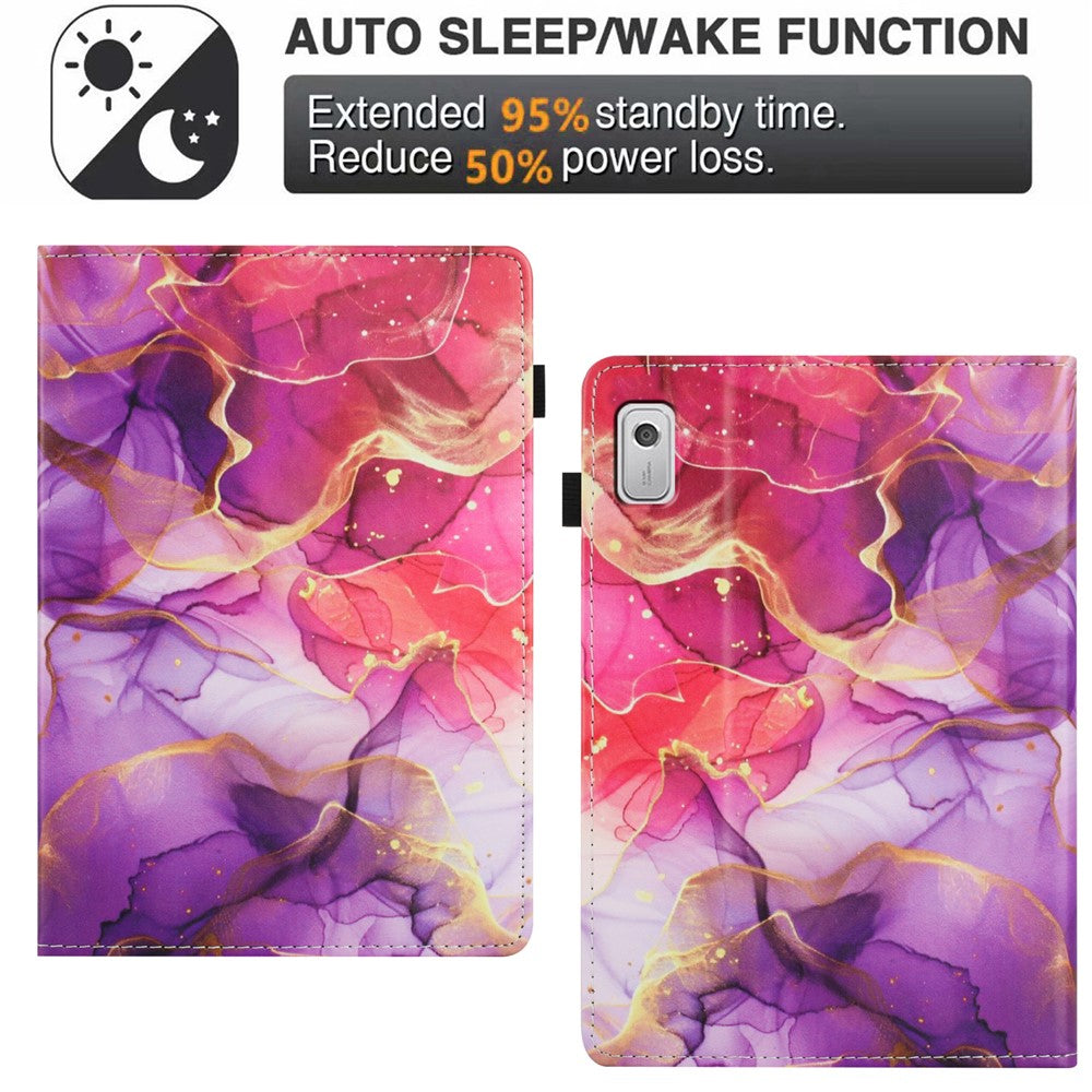 For Lenovo Tab M9 Case Pattern Leather Tablet Cover with Auto Sleep / Wake, Card Holder - Pink Gold Marble