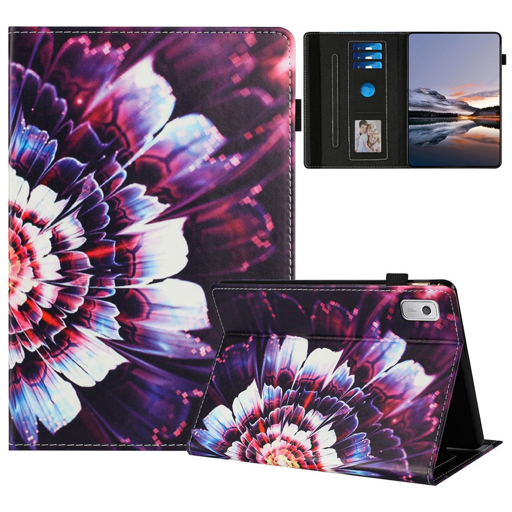 For Lenovo Tab M9 Case Pattern Leather Tablet Cover with Auto Sleep / Wake, Card Holder - Colorful Flowers
