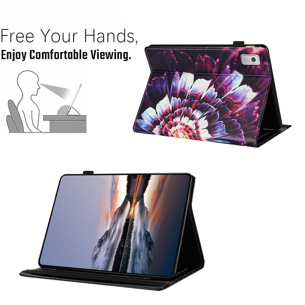 For Lenovo Tab M9 Case Pattern Leather Tablet Cover with Auto Sleep / Wake, Card Holder - Colorful Flowers