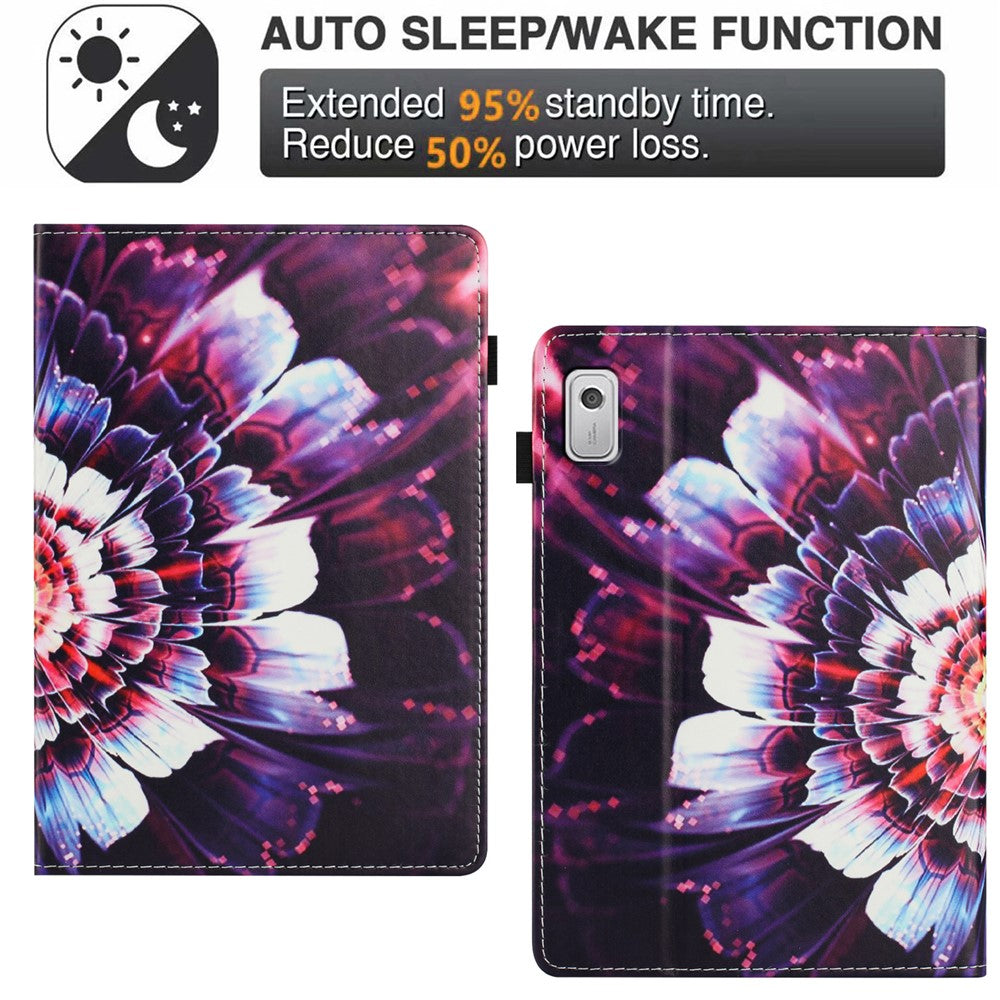 For Lenovo Tab M9 Case Pattern Leather Tablet Cover with Auto Sleep / Wake, Card Holder - Colorful Flowers
