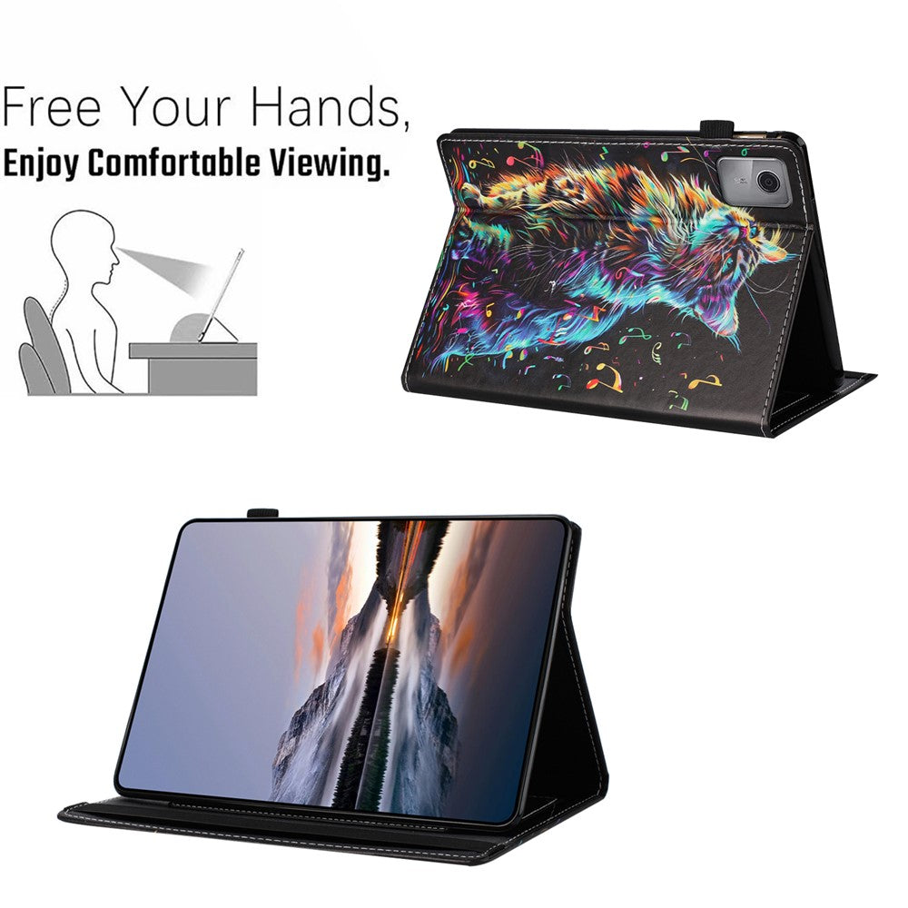 Tablet Case For Lenovo Tab M11 / Xiaoxin Pad 11 2024 Pattern Leather Cover with Auto Sleep / Wake, Card Holder - Flower Fox
