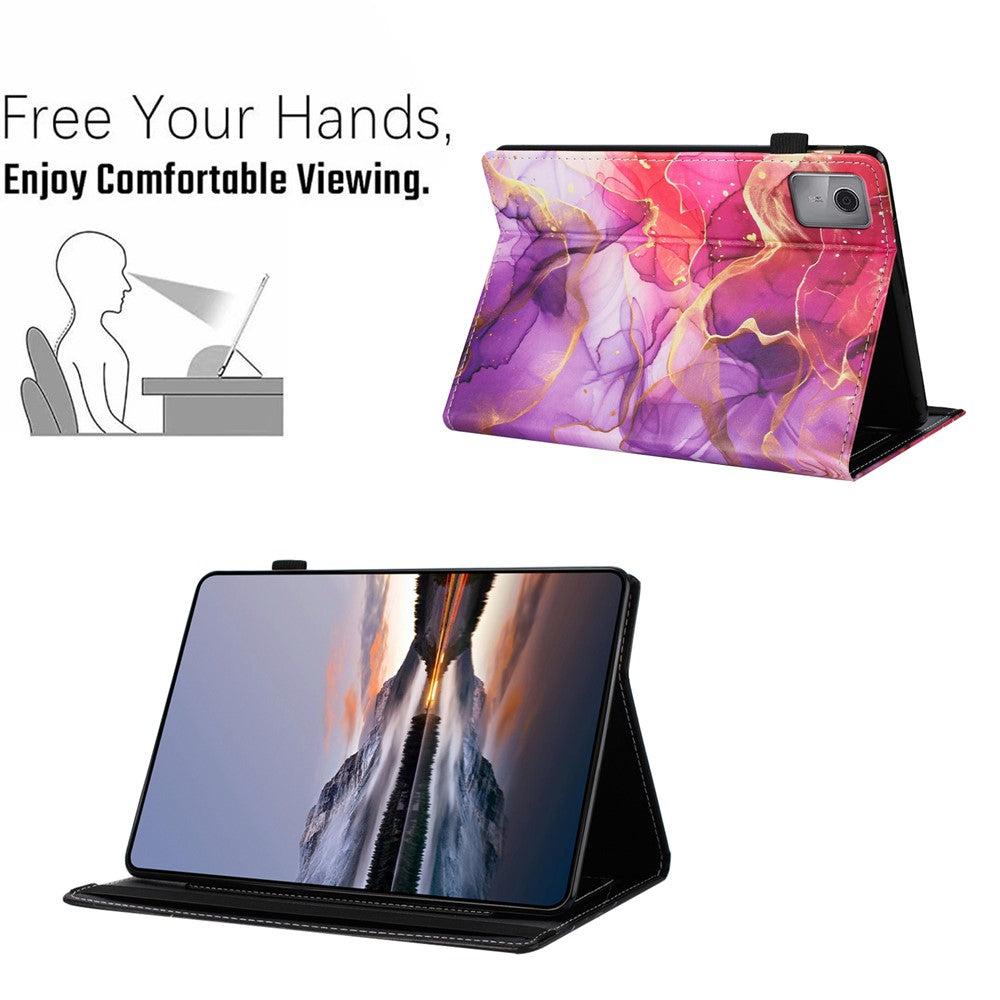 Tablet Case For Lenovo Tab M11 / Xiaoxin Pad 11 2024 Pattern Leather Cover with Auto Sleep / Wake, Card Holder - Pink Gold Marble