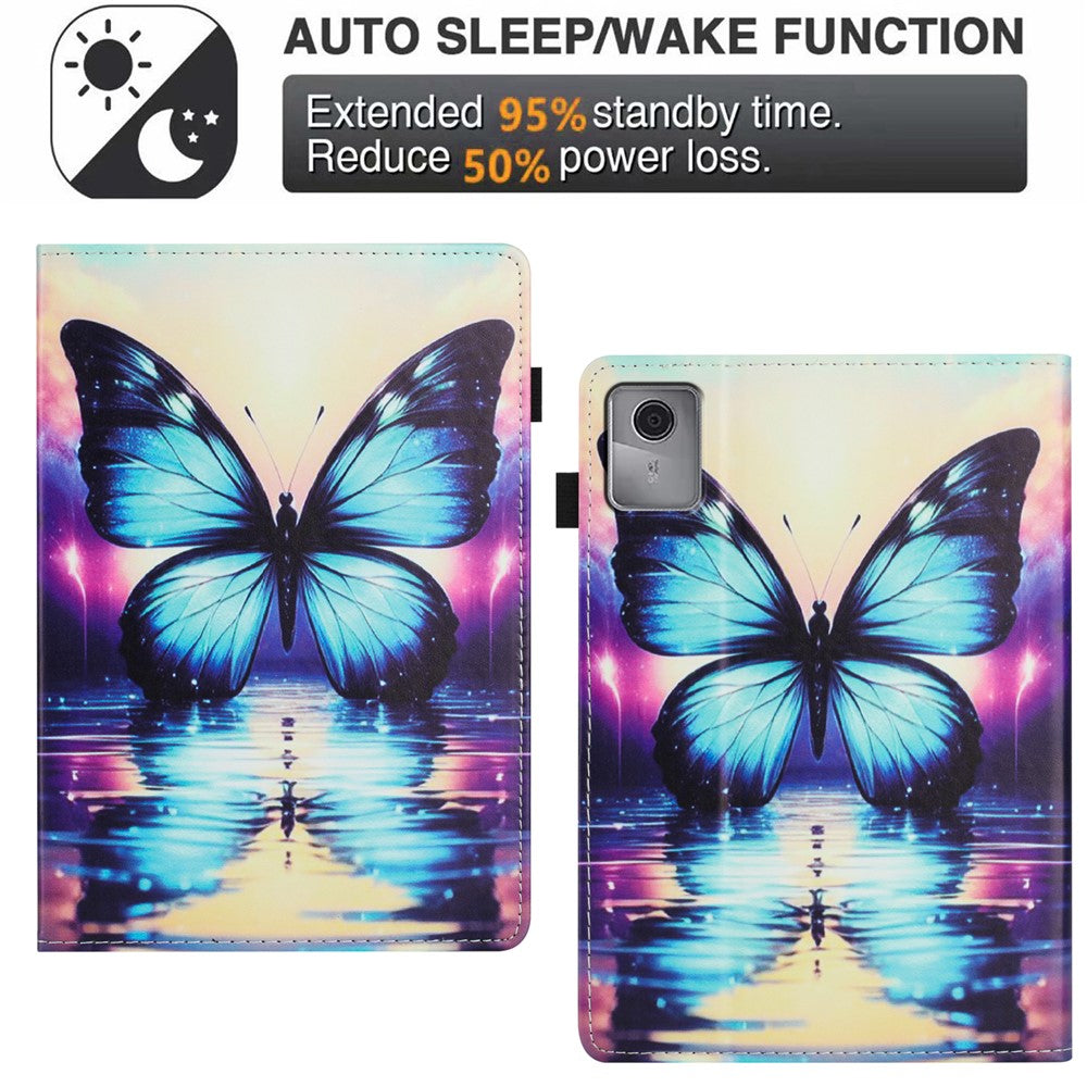 Tablet Case For Lenovo Tab M11 / Xiaoxin Pad 11 2024 Pattern Leather Cover with Auto Sleep / Wake, Card Holder - Butterfly Reflection