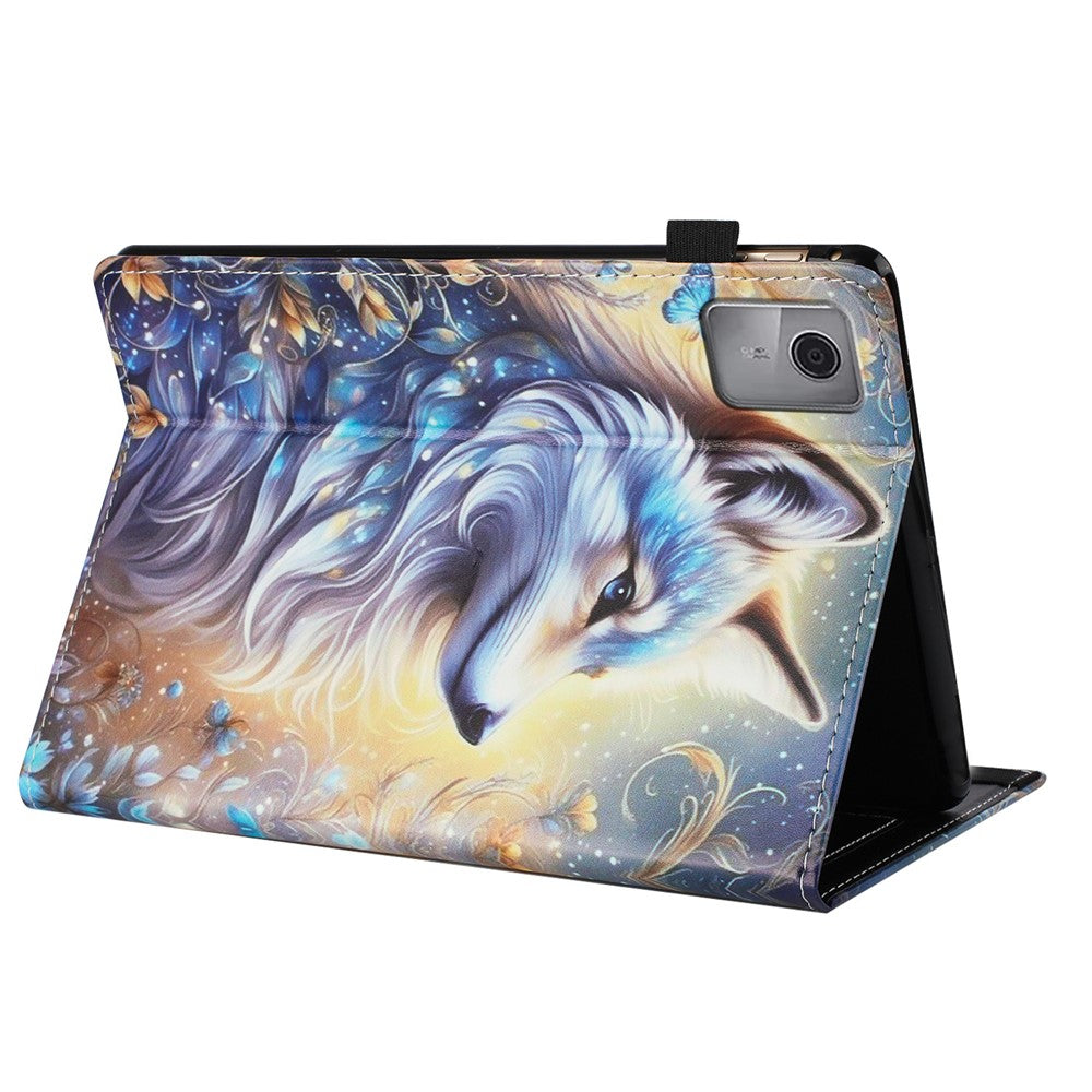 Tablet Case For Lenovo Tab M11 / Xiaoxin Pad 11 2024 Pattern Leather Cover with Auto Sleep / Wake, Card Holder - White Wolf