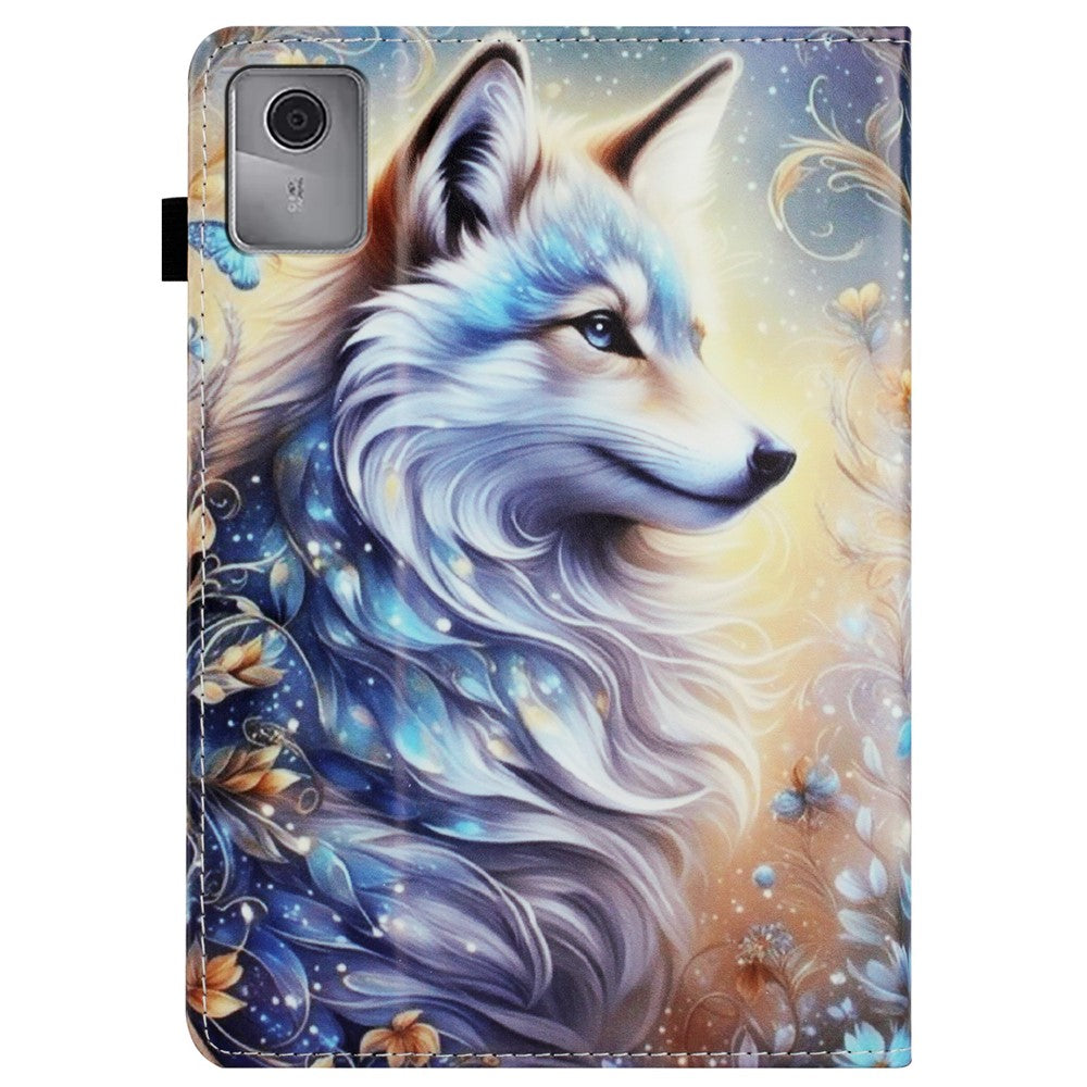 Tablet Case For Lenovo Tab M11 / Xiaoxin Pad 11 2024 Pattern Leather Cover with Auto Sleep / Wake, Card Holder - White Wolf