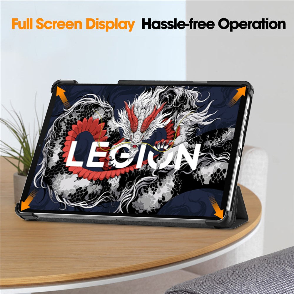 For Lenovo Legion Y700 (2025) Case Anti-Drop Leather Stand Tablet Cover - Black