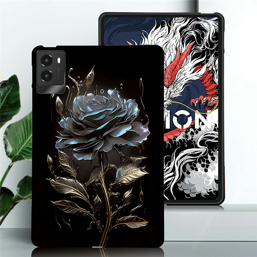 For Lenovo Legion Y700 (2025) TPU Case Pattern Printing Slim Tablet Protective Cover - Black Rose