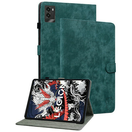 For Lenovo Legion Y700 (2025) Cases Tiger Imprint Anti-Scratch PU Leather Tablet Cover - Green