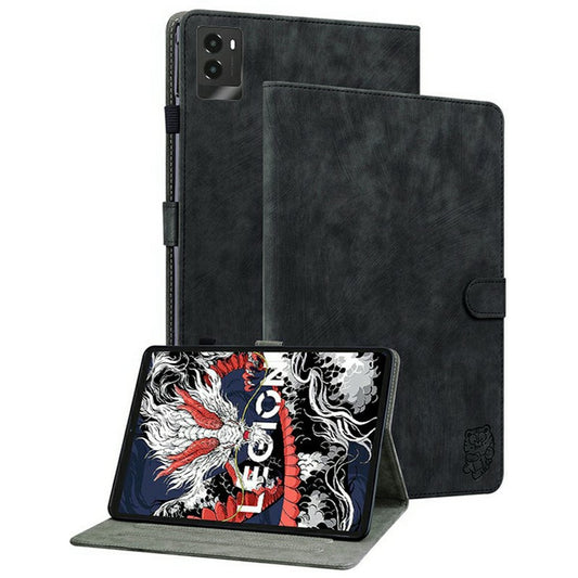 For Lenovo Legion Y700 (2025) Cases Tiger Imprint Anti-Scratch PU Leather Tablet Cover - Black
