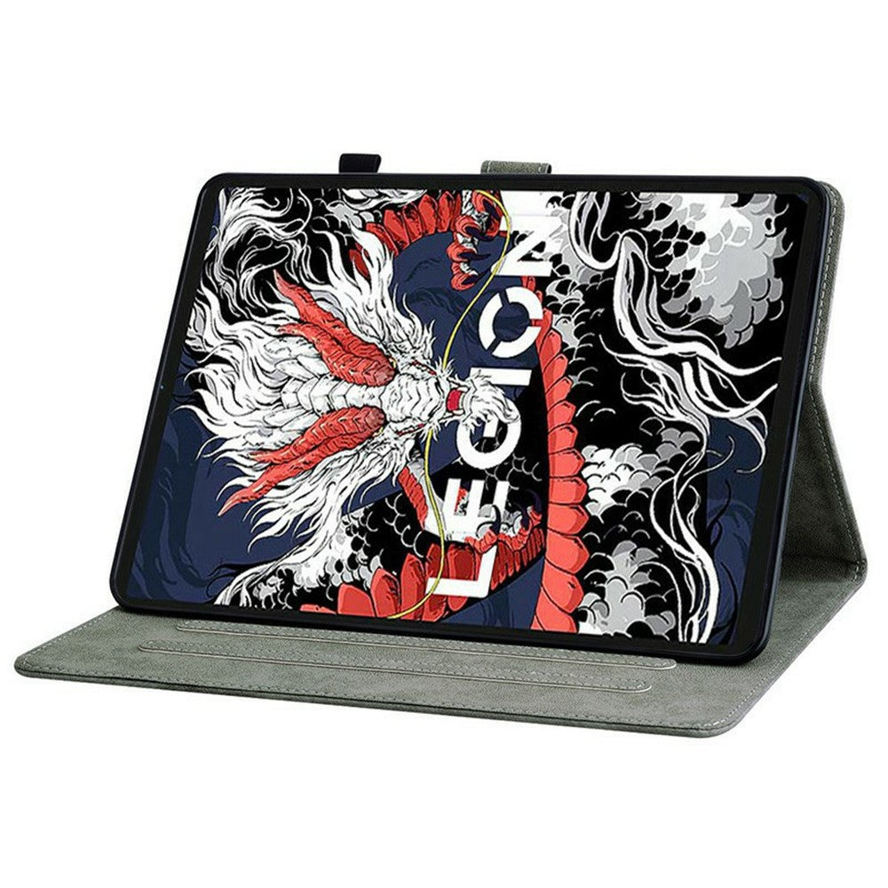 For Lenovo Legion Y700 (2025) Cases Tiger Imprint Anti-Scratch PU Leather Tablet Cover - Black