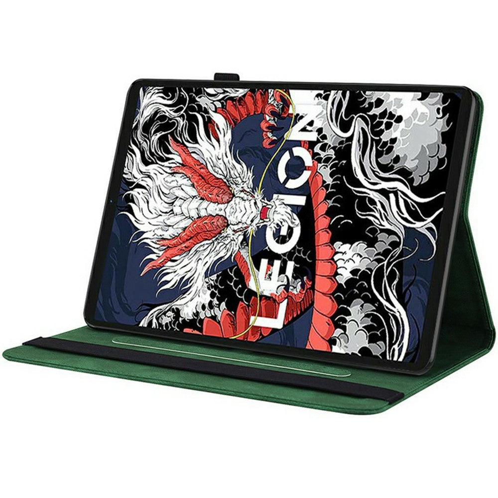 For Lenovo Legion Y700 (2025) Case Butterfly Flower Imprint PU Leather Tablet Cover with Card Slots - Green