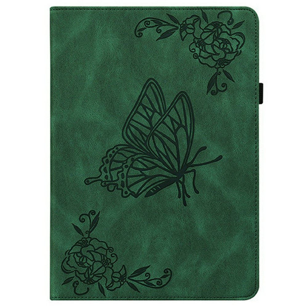 For Lenovo Legion Y700 (2025) Case Butterfly Flower Imprint PU Leather Tablet Cover with Card Slots - Green