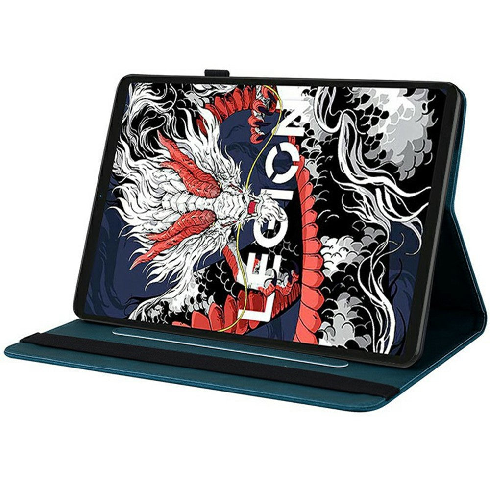 For Lenovo Legion Y700 (2025) Case Butterfly Flower Imprint PU Leather Tablet Cover with Card Slots - Blue