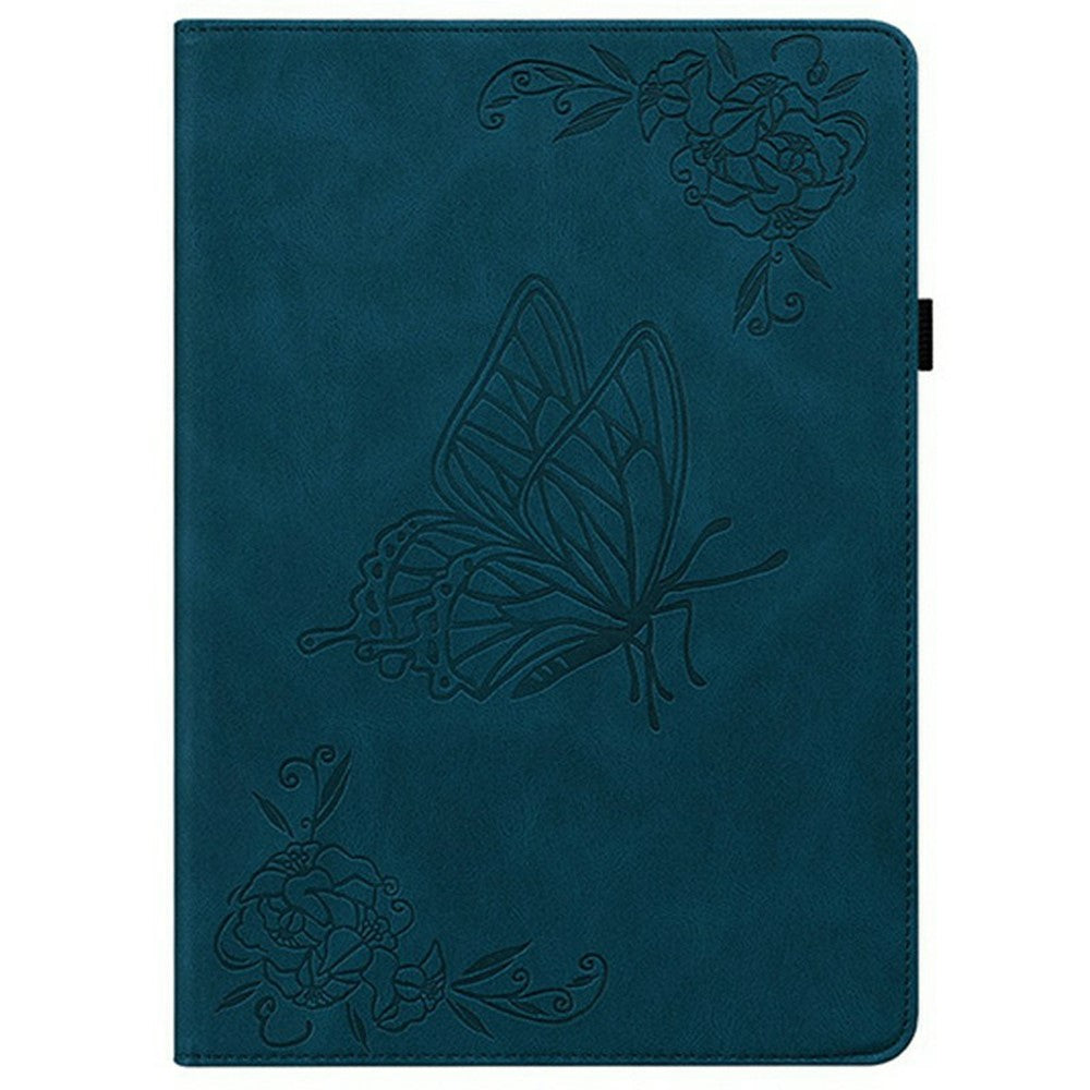For Lenovo Legion Y700 (2025) Case Butterfly Flower Imprint PU Leather Tablet Cover with Card Slots - Blue