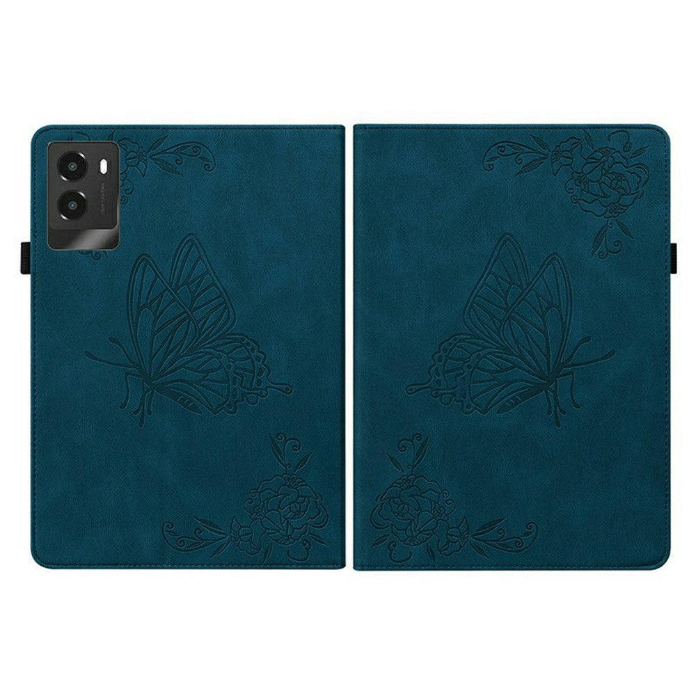 For Lenovo Legion Y700 (2025) Case Butterfly Flower Imprint PU Leather Tablet Cover with Card Slots - Blue