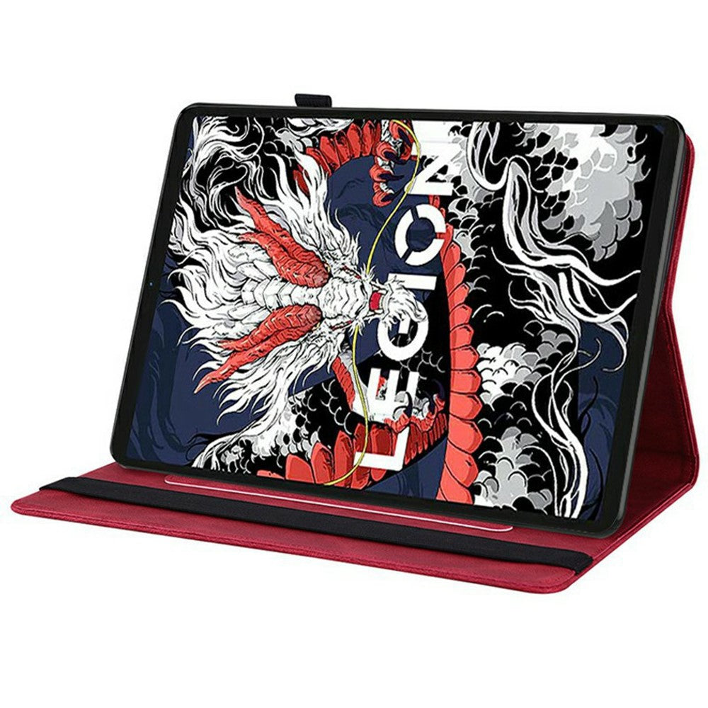 For Lenovo Legion Y700 (2025) Case Butterfly Flower Imprint PU Leather Tablet Cover with Card Slots - Red