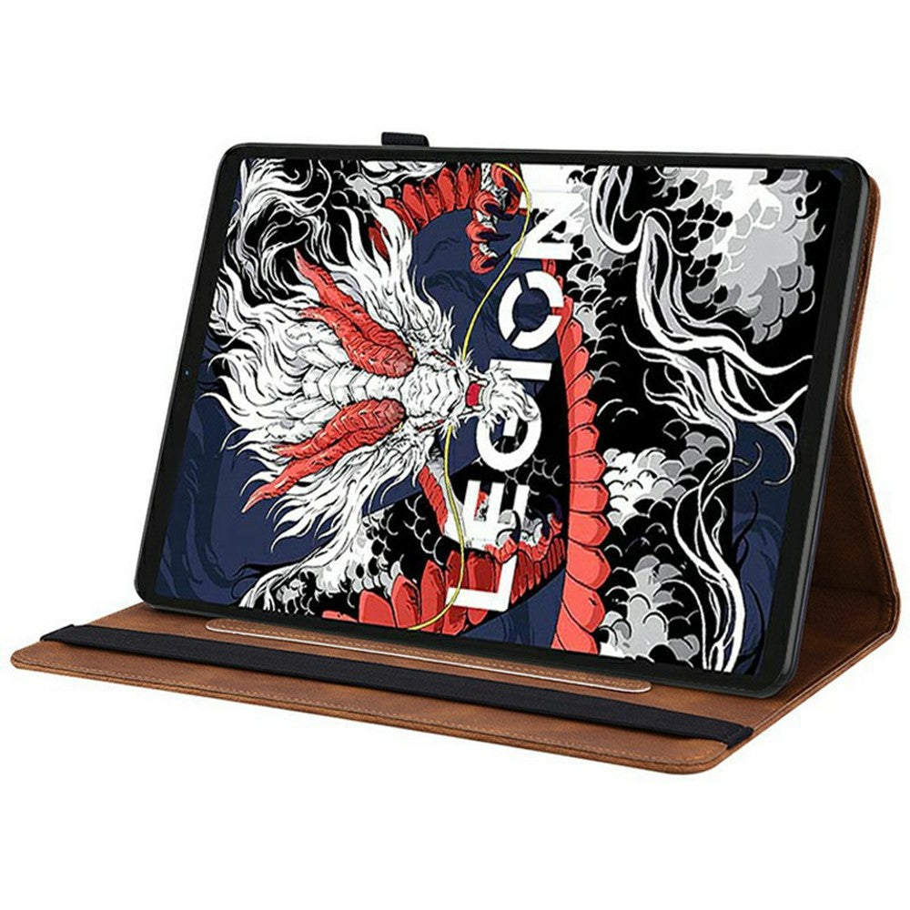 For Lenovo Legion Y700 (2025) Case Butterfly Flower Imprint PU Leather Tablet Cover with Card Slots - Brown