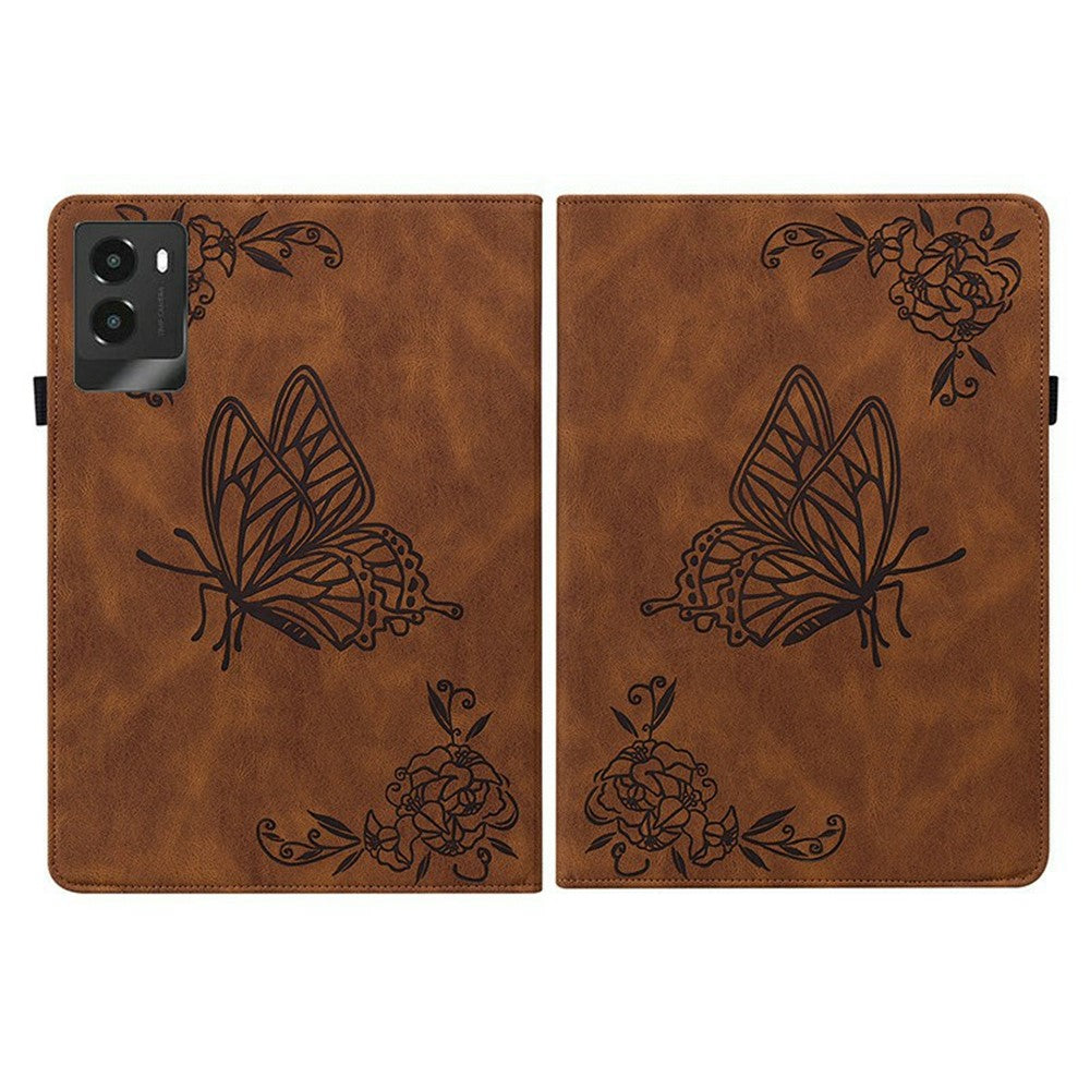 For Lenovo Legion Y700 (2025) Case Butterfly Flower Imprint PU Leather Tablet Cover with Card Slots - Brown