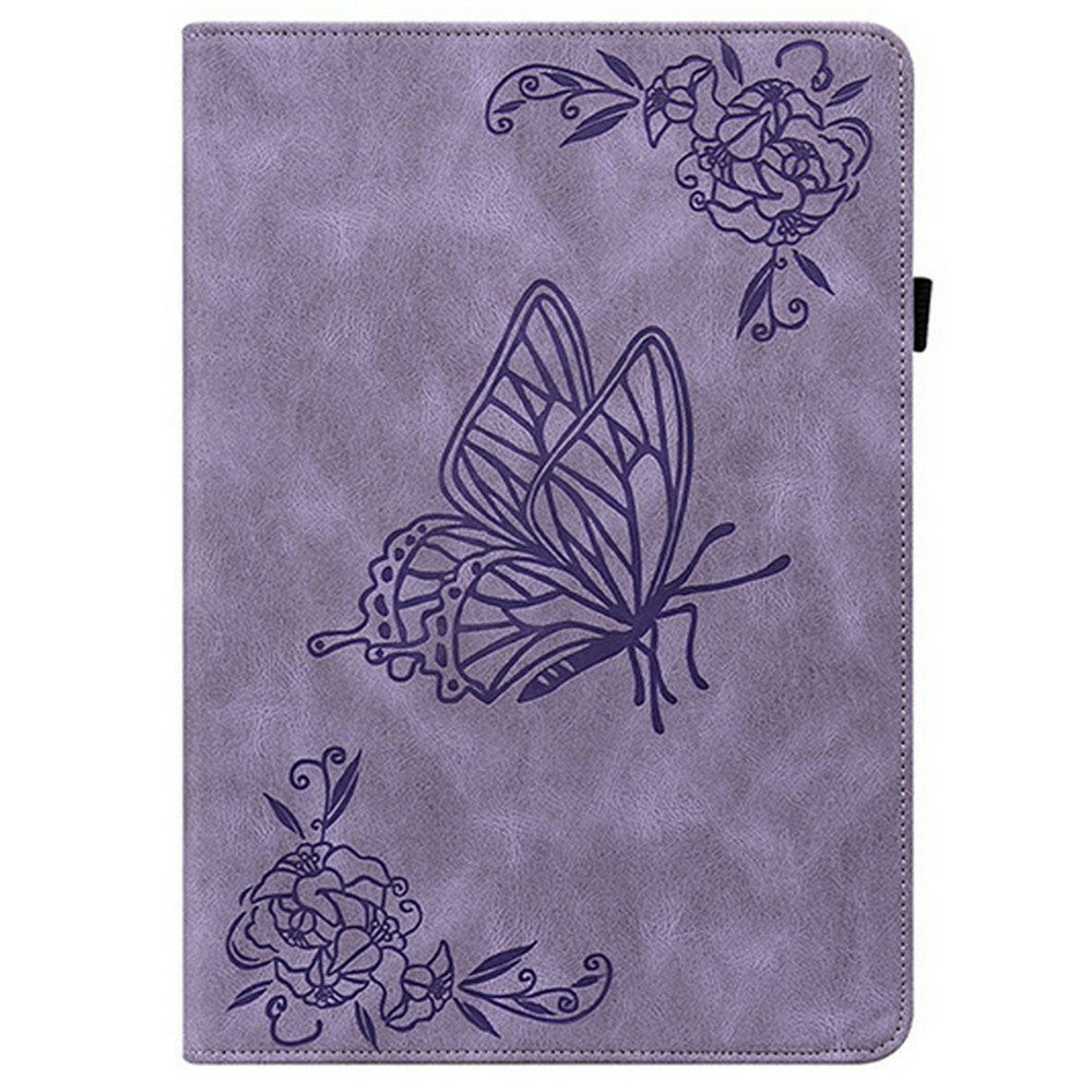 For Lenovo Legion Y700 (2025) Case Butterfly Flower Imprint PU Leather Tablet Cover with Card Slots - Purple