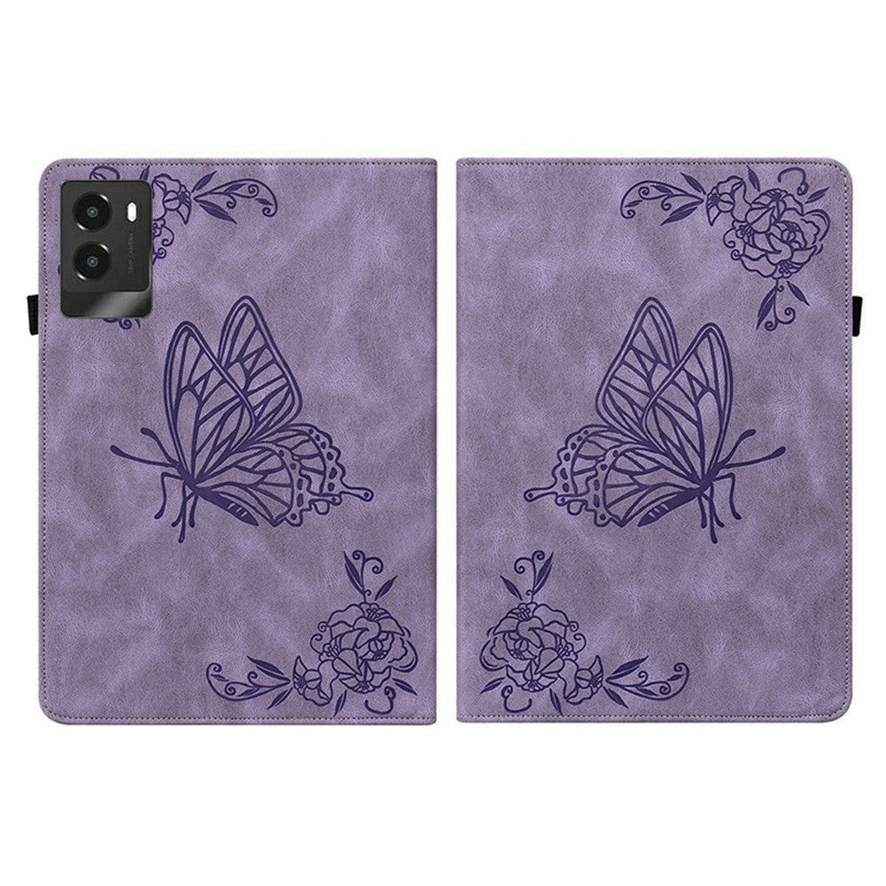 For Lenovo Legion Y700 (2025) Case Butterfly Flower Imprint PU Leather Tablet Cover with Card Slots - Purple