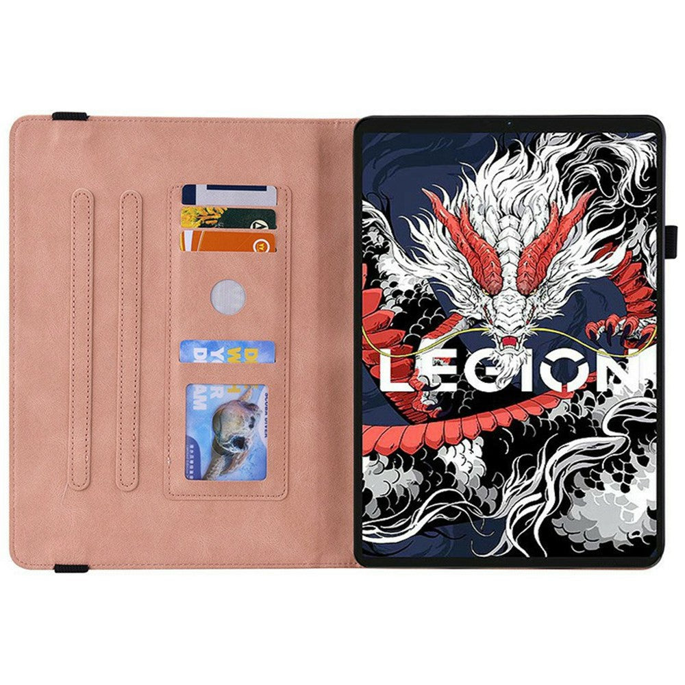 For Lenovo Legion Y700 (2025) Case Butterfly Flower Imprint PU Leather Tablet Cover with Card Slots - Pink