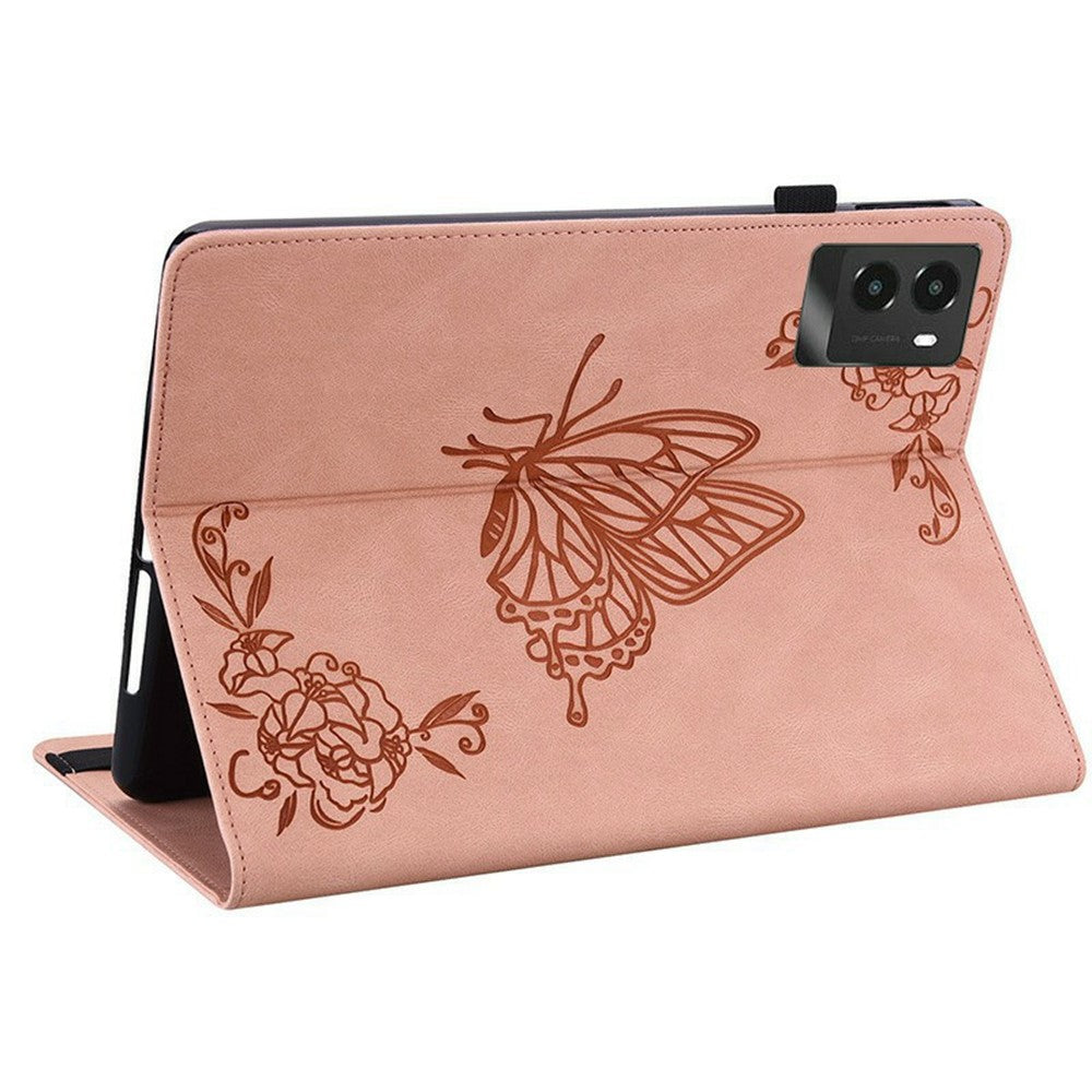 For Lenovo Legion Y700 (2025) Case Butterfly Flower Imprint PU Leather Tablet Cover with Card Slots - Pink