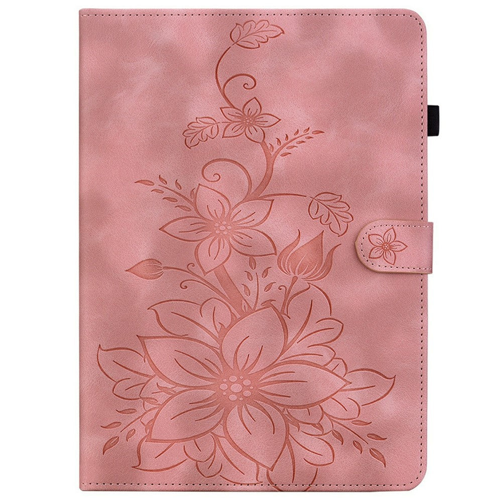 For Lenovo Legion Y700 (2025) Case Lily Flower Imprint Card Slots Leather Tablet Cover - Pink